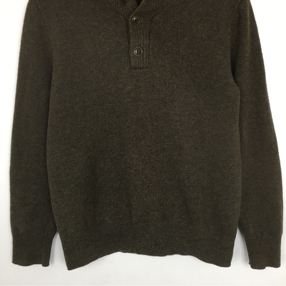 J. Crew Lambswool Sweater Shawl-Collar Brown Men’s Size Medium Distressed Flaws - Picture 4 of 14